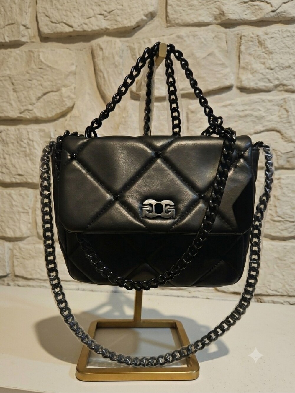 NWT Gilda Paris Black Quilted Shoulder Bag Gorgeous Chain Crossbody Purse Luxe